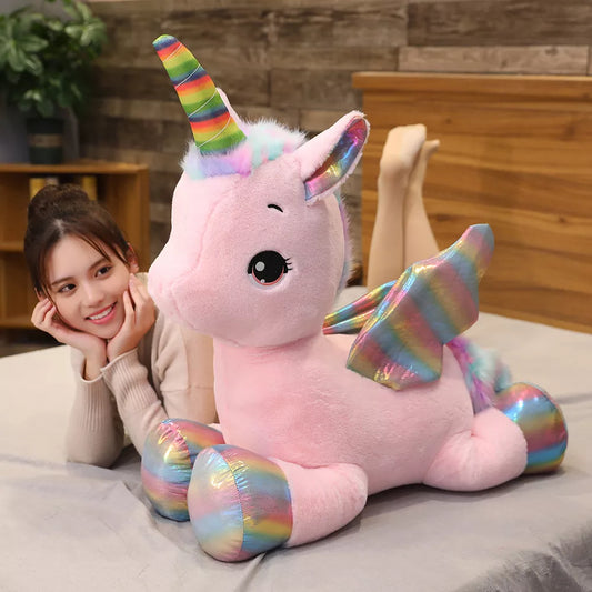 Adorable High Quality Rainbow Dream Unicorn Plush Toy - Soft Pink Horse – My Charleshop