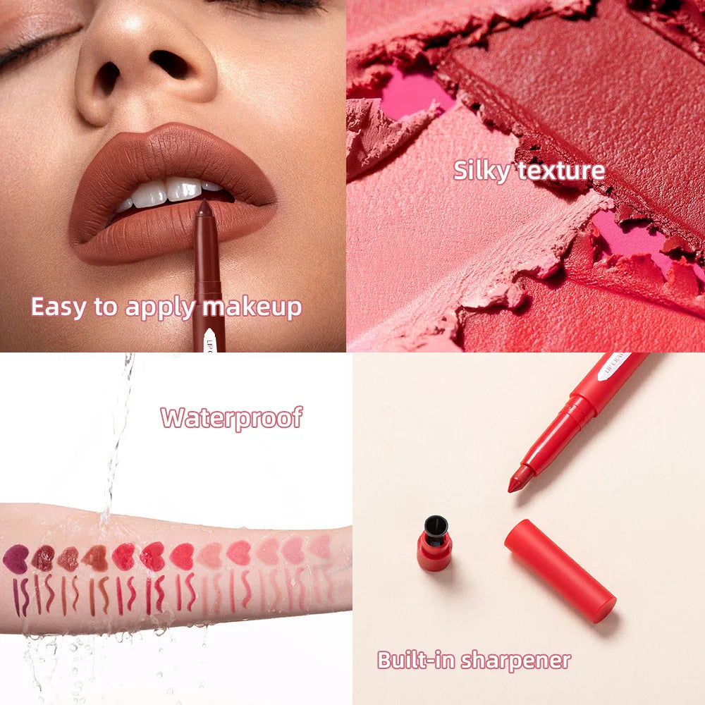 Crayon à Lèvres Rotatif 2-en-1 Waterproof - Stylo Cosmétique Longue Tenue pour les Lèvres - My Charleshop