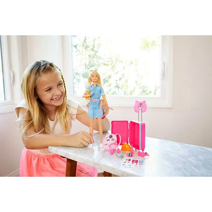 Mattel Original Reise-Barbie-Puppe mit Koffer und Zubehör für Mädchen – My Charleshop