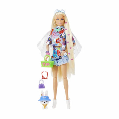 Nouvelle Poupée Barbie Extra Chic de Luxe 2022 avec Manteau Arc-en-Ciel en Peluche - Jouet de Princesse pour Fille - My Charleshop