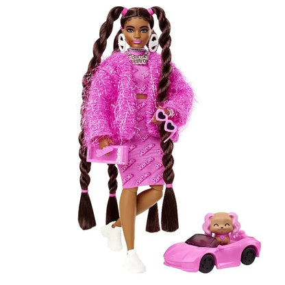 Nouvelle Poupée Barbie Extra Chic de Luxe 2022 avec Manteau Arc-en-Ciel en Peluche - Jouet de Princesse pour Fille - My Charleshop