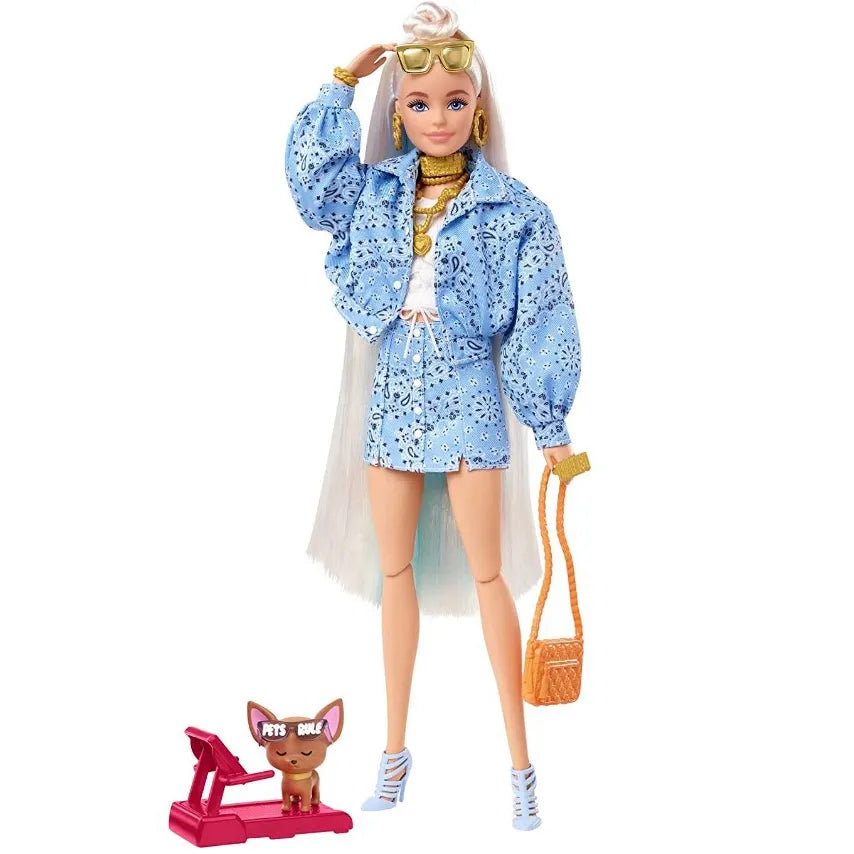 Nouvelle Poupée Barbie Extra Chic de Luxe 2022 avec Manteau Arc-en-Ciel en Peluche - Jouet de Princesse pour Fille - My Charleshop