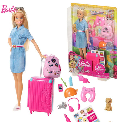 Mattel Original Reise-Barbie-Puppe mit Koffer und Zubehör für Mädchen – My Charleshop